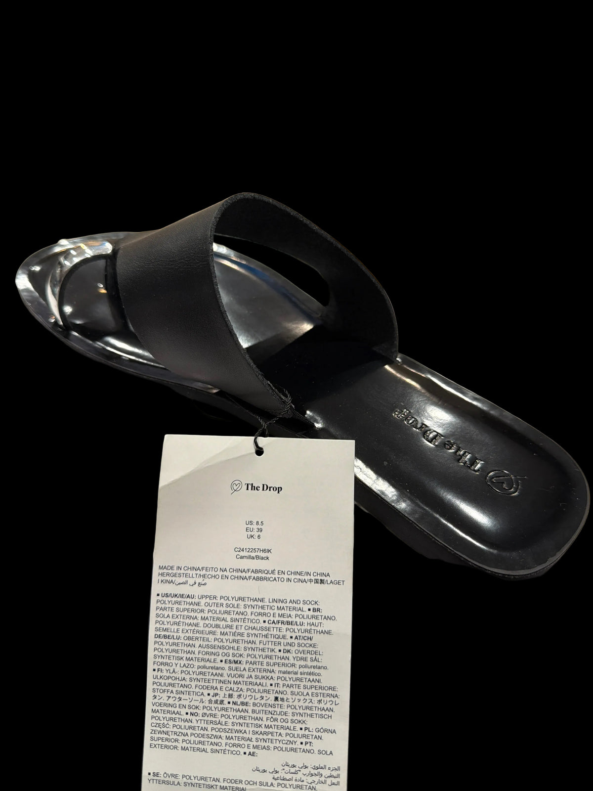 The Drop Women’s Black Asymmetric Toe-Ring Slide Sandals