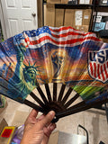 USA Soccer Patriotic Large Folding Hand Fan – American Flag Design
