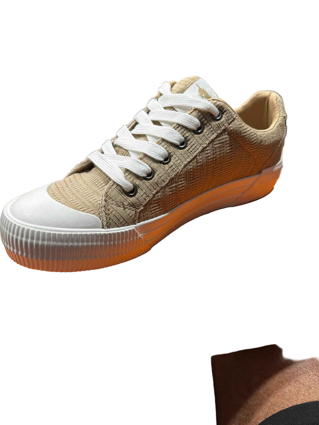 Women’s Tan Woven Canvas Lace-Up Sneakers