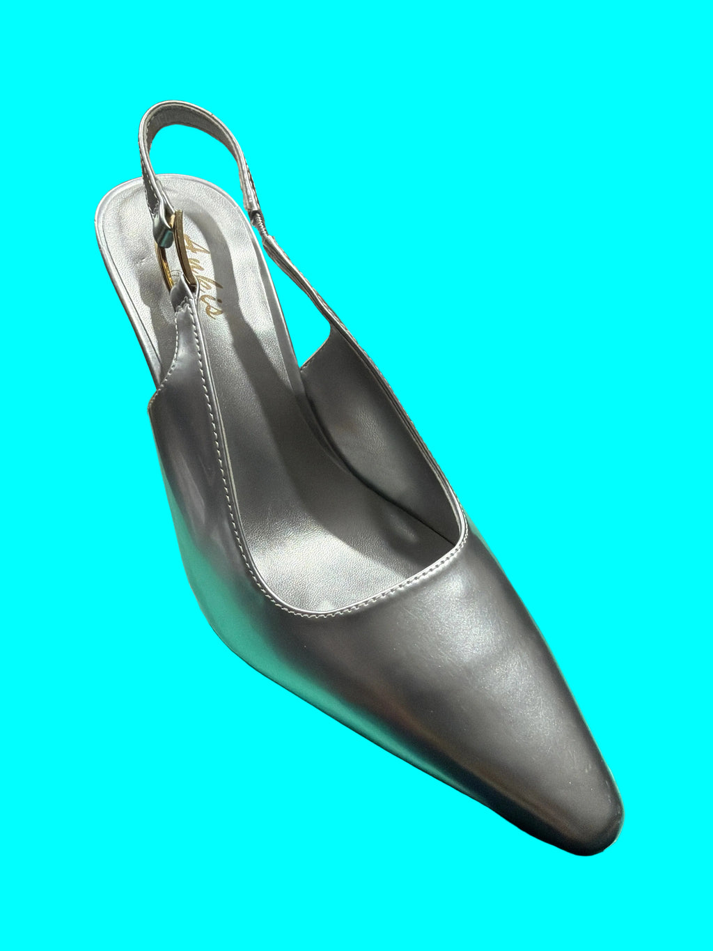 Women’s Metallic Silver Pointed-Toe Slingback Pumps