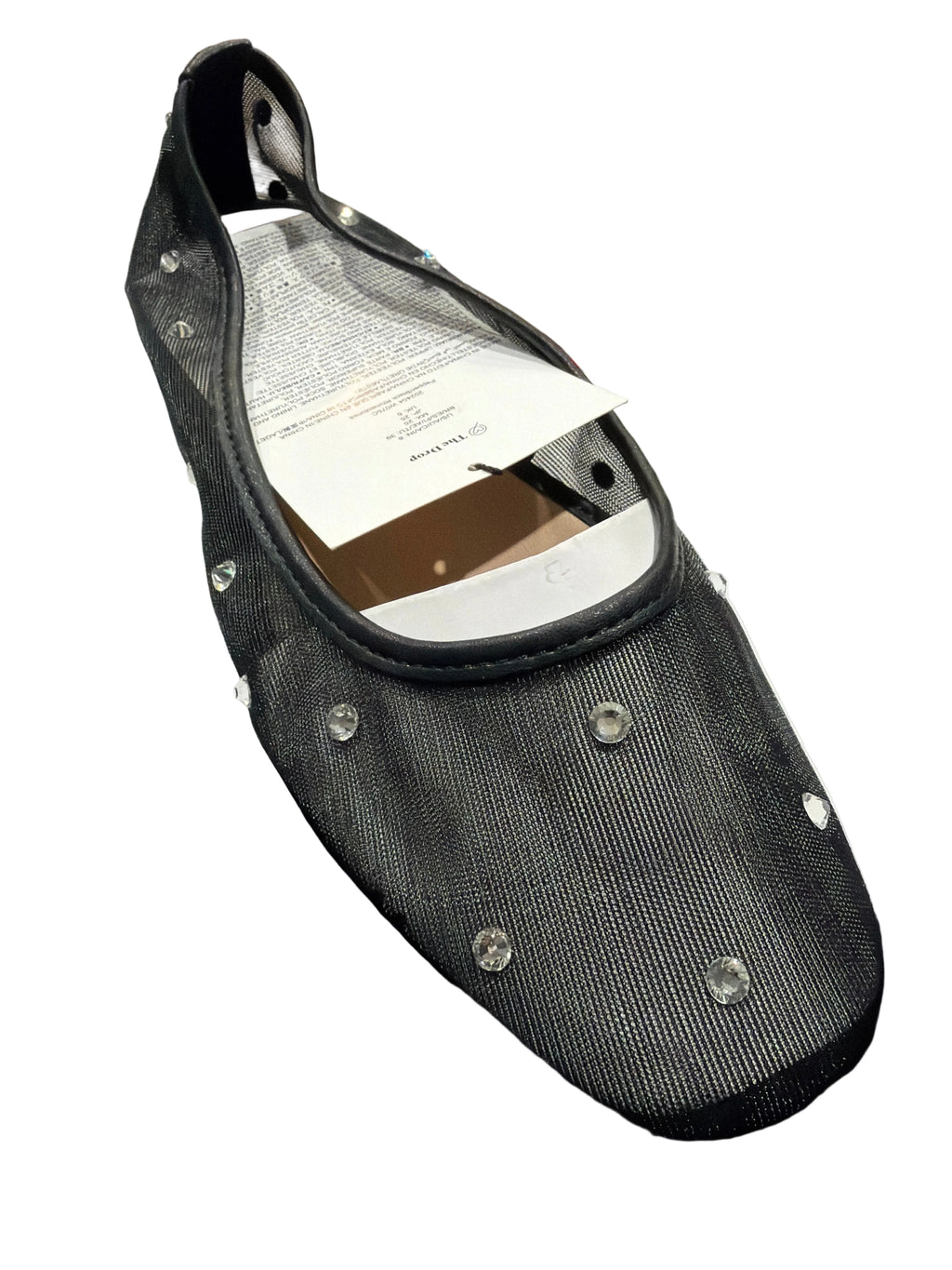 The Drop Women’s Black Mesh Rhinestone Ballet Flats – Size 9
