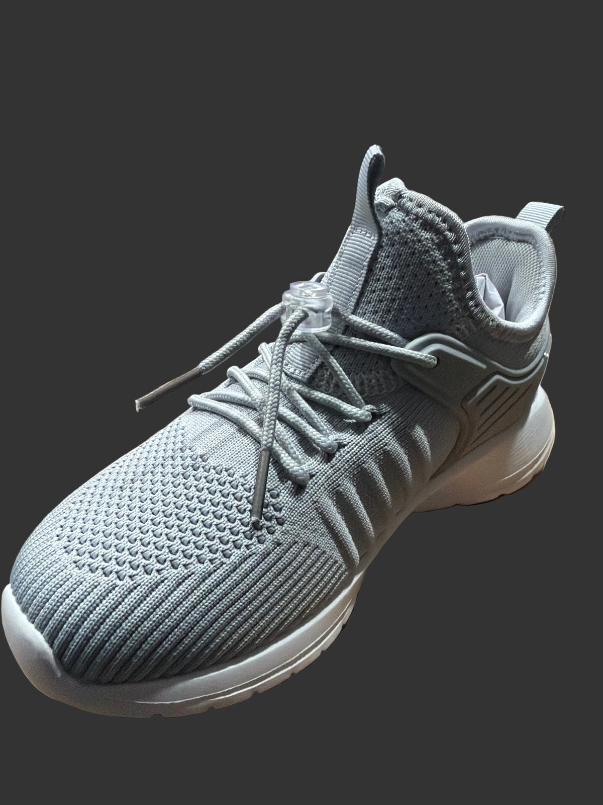 Women’s Gray Knit Adjustable Bungee-Lace Sneakers