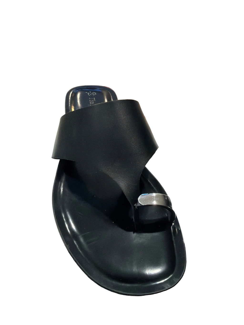 The Drop Women’s Black Asymmetric Toe-Ring Slide Sandals