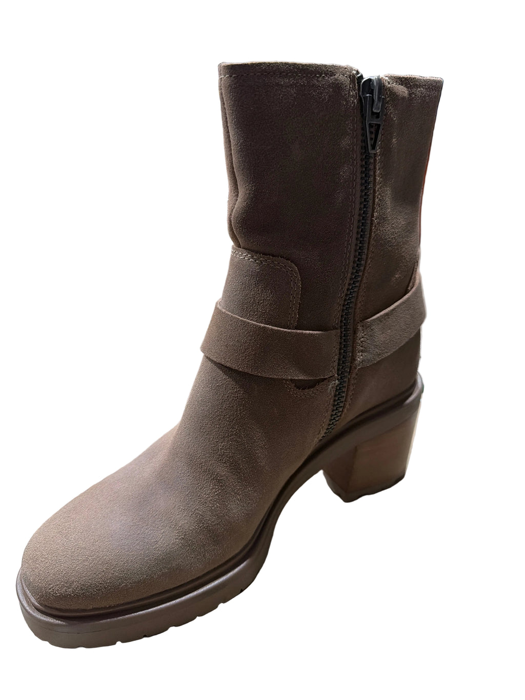 Bella Vita Women’s Taupe Suede Harness Ankle Boot