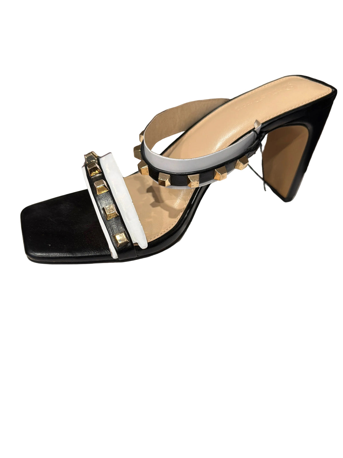 The Drop Women’s Black & White Studded High-Heel Sandals – Size 9