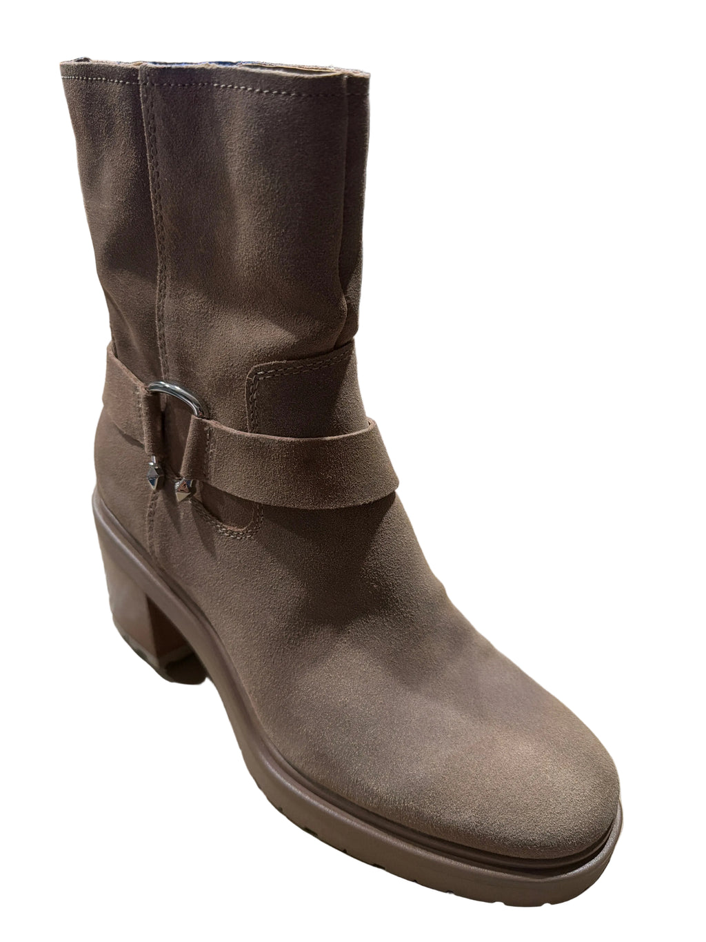 Bella Vita Women’s Taupe Suede Harness Ankle Boot