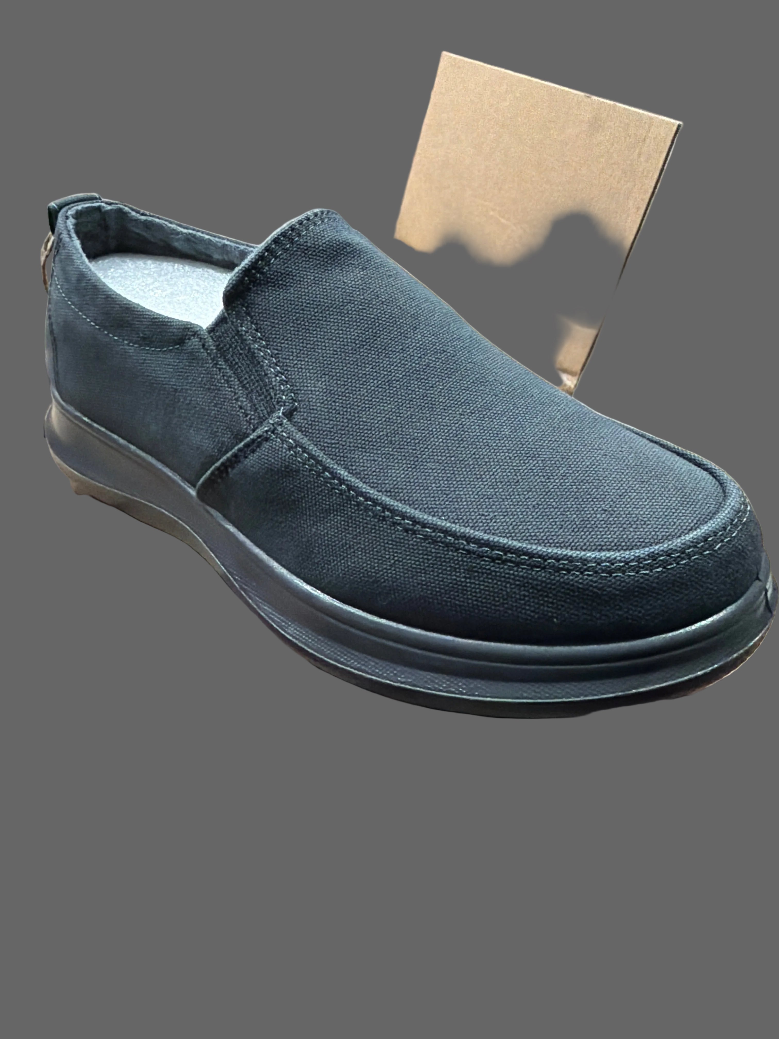 Empty Entire Men’s Black Canvas Slip-On Loafers