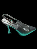 Women’s Metallic Silver Pointed-Toe Slingback Pumps