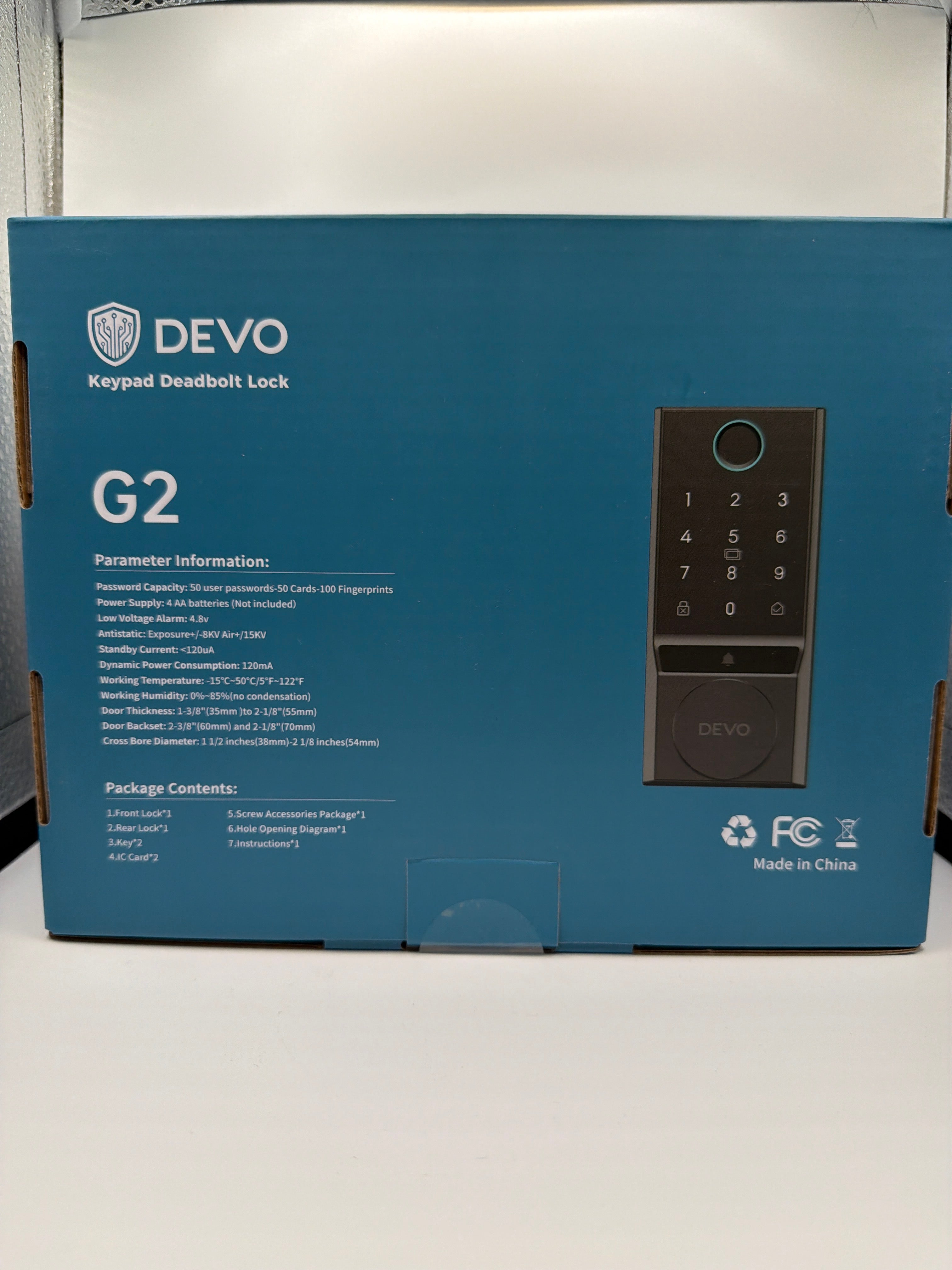 DEVO G2 Smart Keypad Deadbolt Lock with Fingerprint & Doorbell