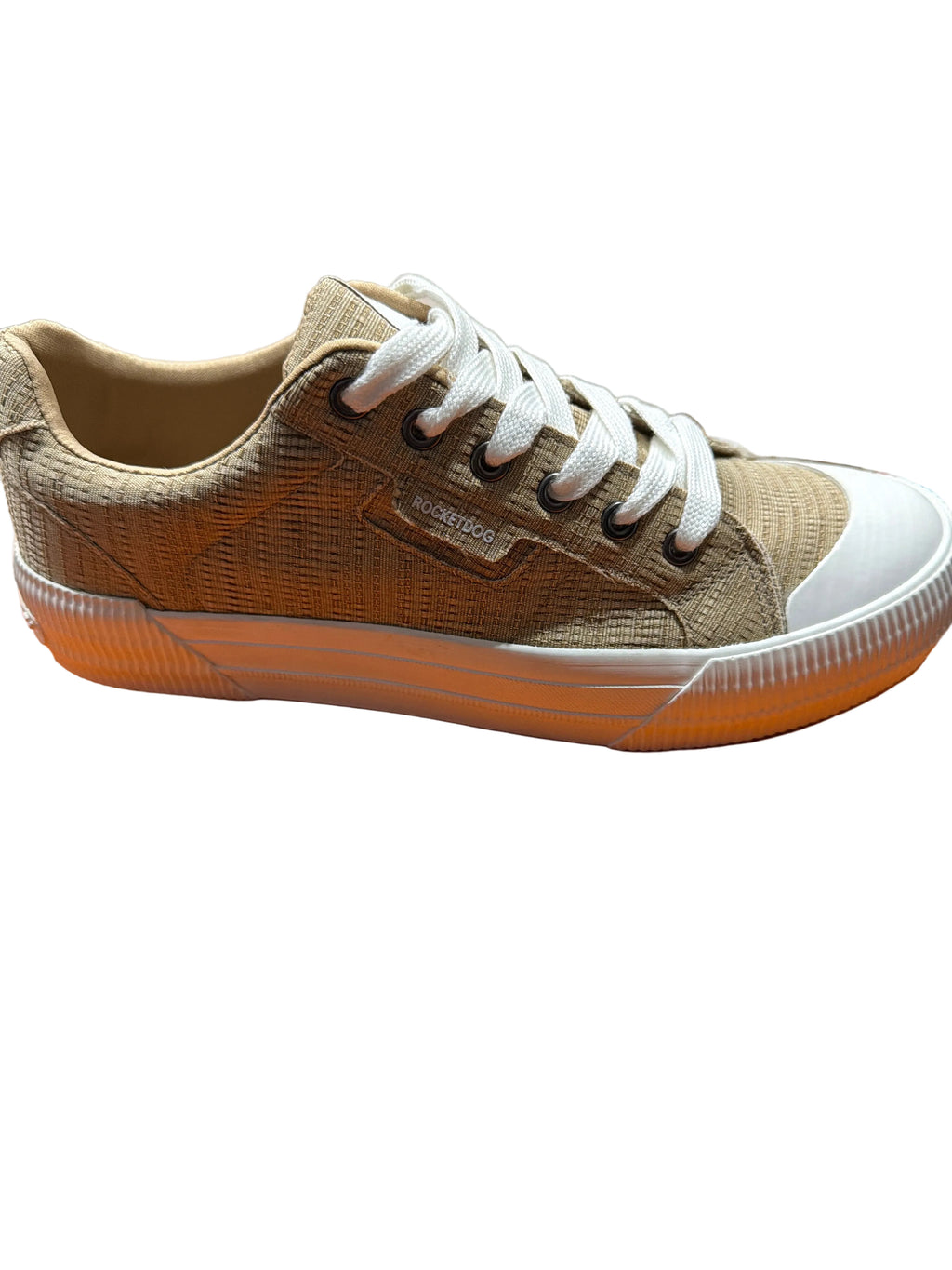 Women’s Tan Woven Canvas Lace-Up Sneakers