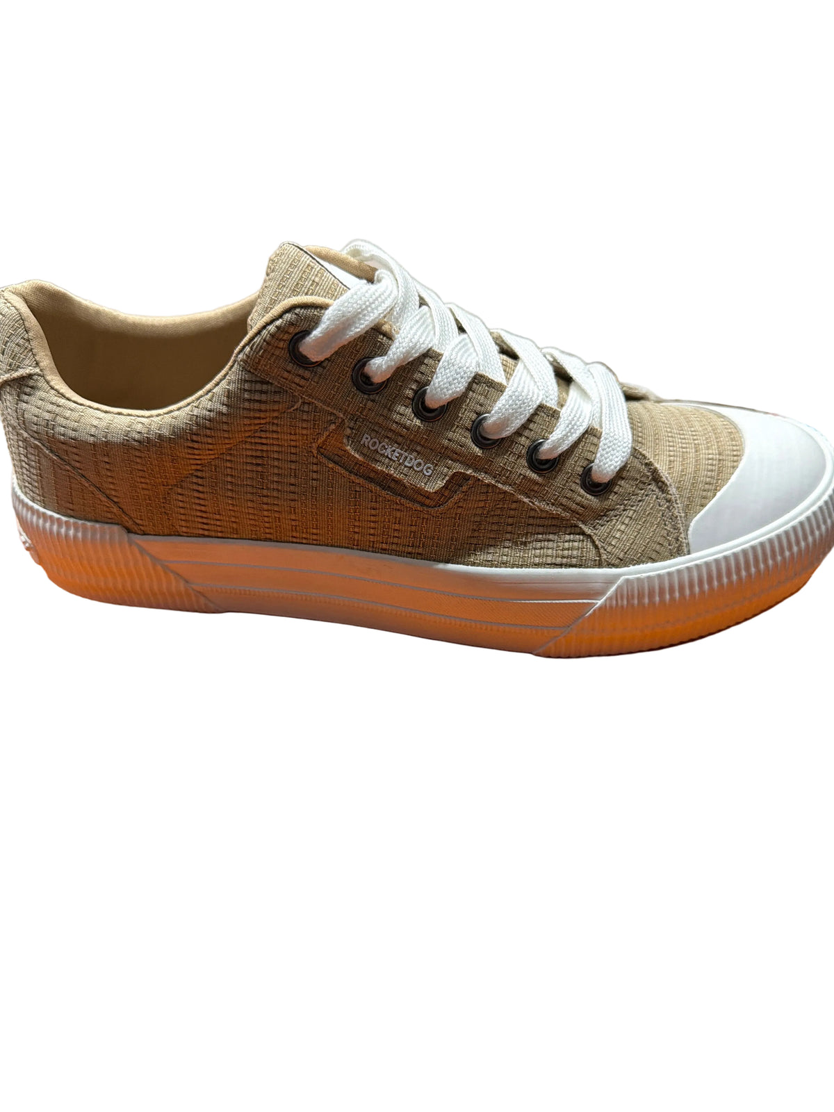 Women’s Tan Woven Canvas Lace-Up Sneakers