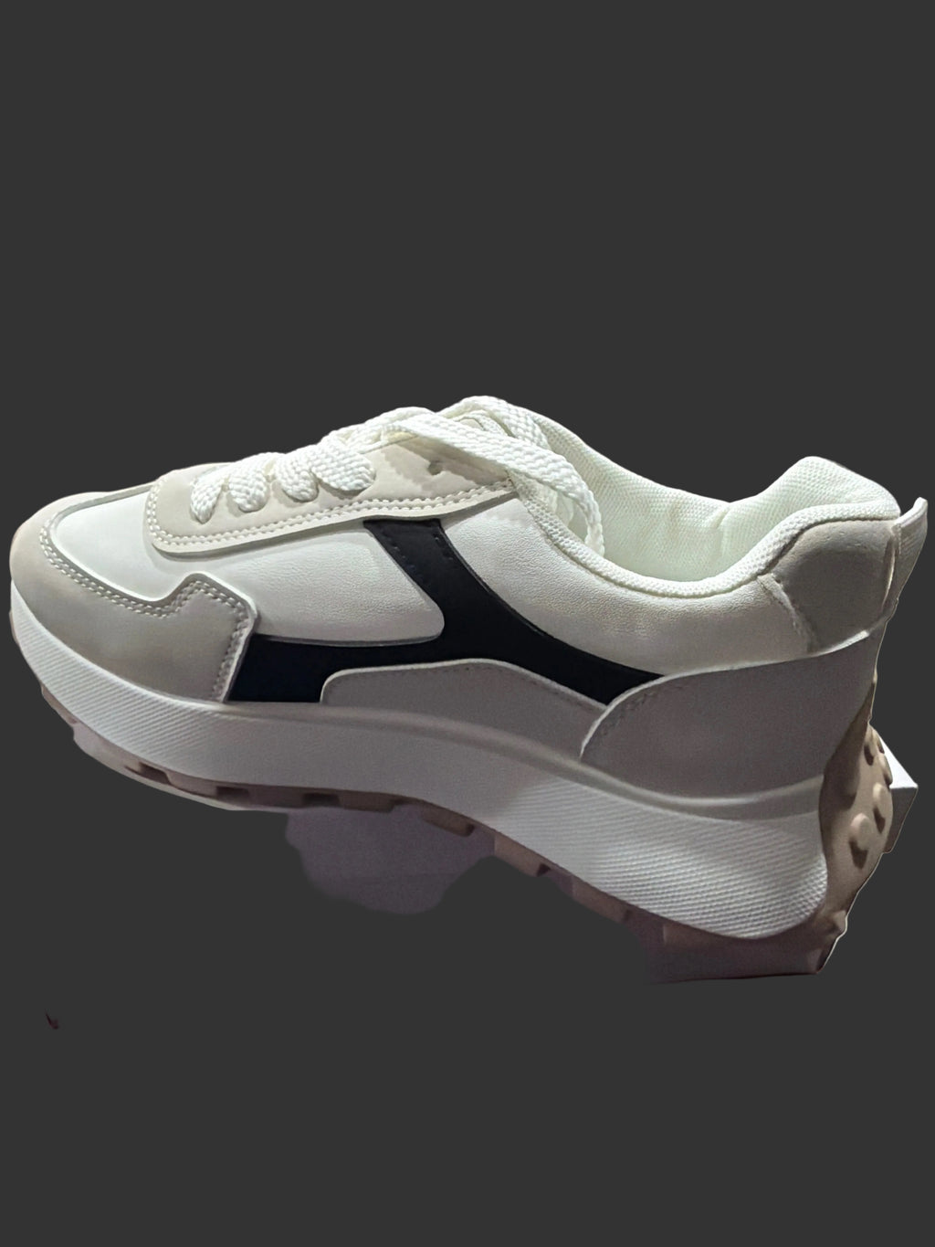 Women’s White Gray & Black Chunky Platform Sneakers