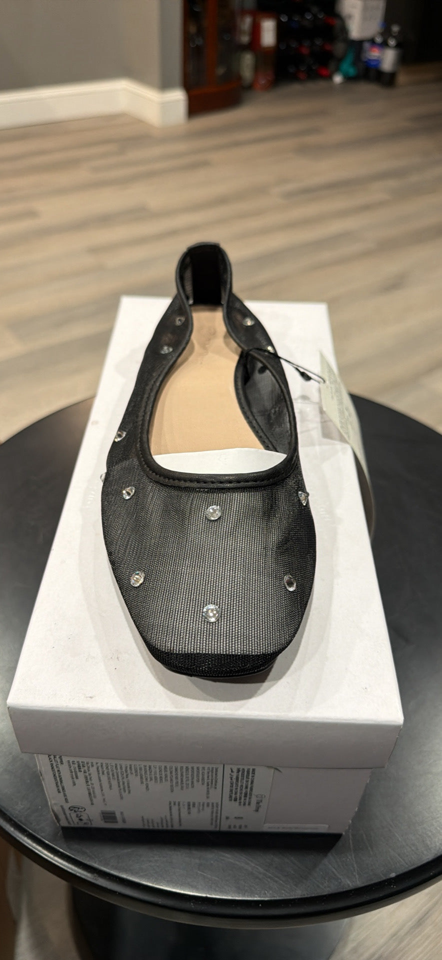 The Drop Women’s Black Mesh Rhinestone Ballet Flats – New