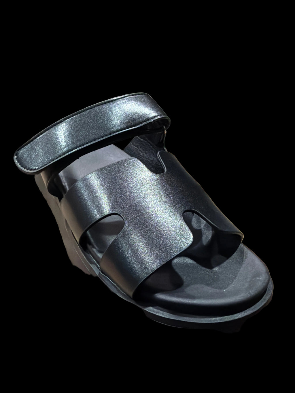 Women’s Black Geometric Cutout Slide Sandals