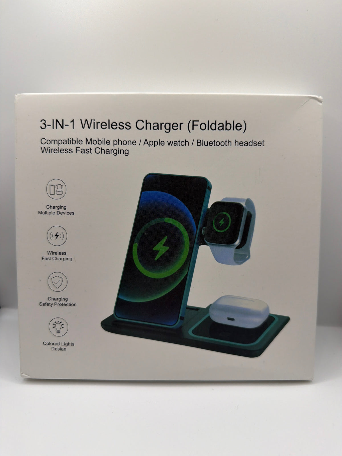 3-in-1 Foldable Wireless Fast Charging Station – Phone, Apple Watch & Earbuds