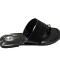 The Drop Women’s Black Asymmetric Toe-Ring Slide Sandals