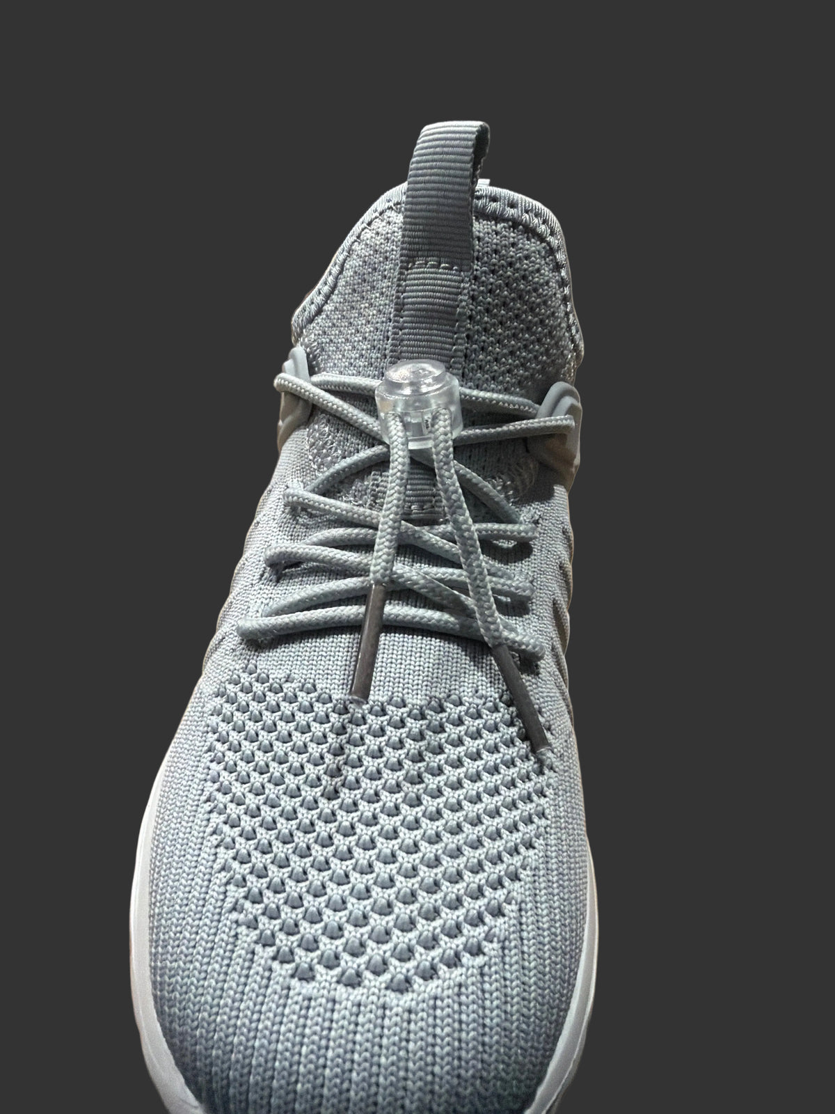 Women’s Gray Knit Adjustable Bungee-Lace Sneakers