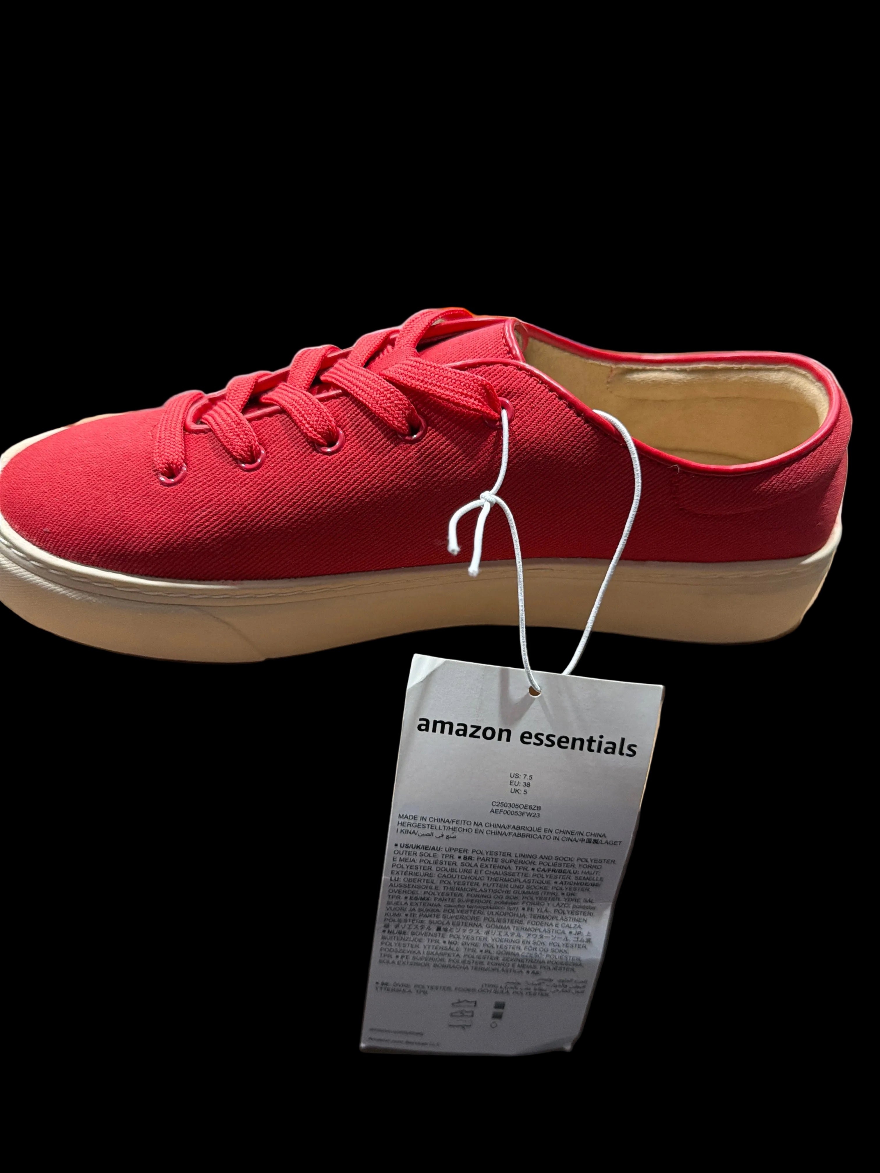 Women’s Red Canvas Lace-Up Platform Sneakers