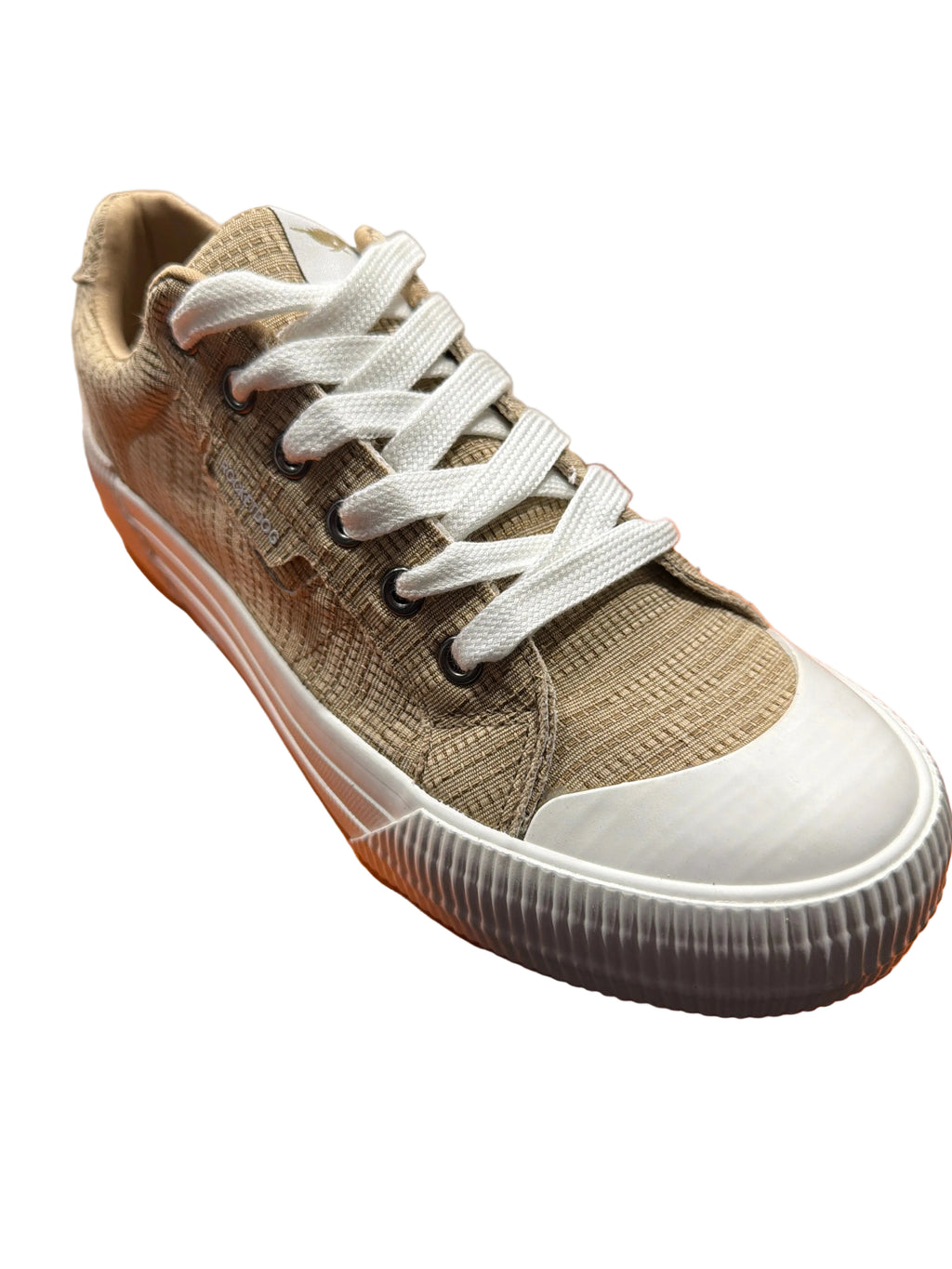 Women’s Tan Woven Canvas Lace-Up Sneakers
