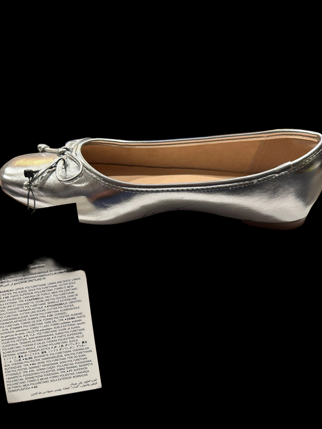 The Drop Women’s Metallic Silver Bow Ballet Flats