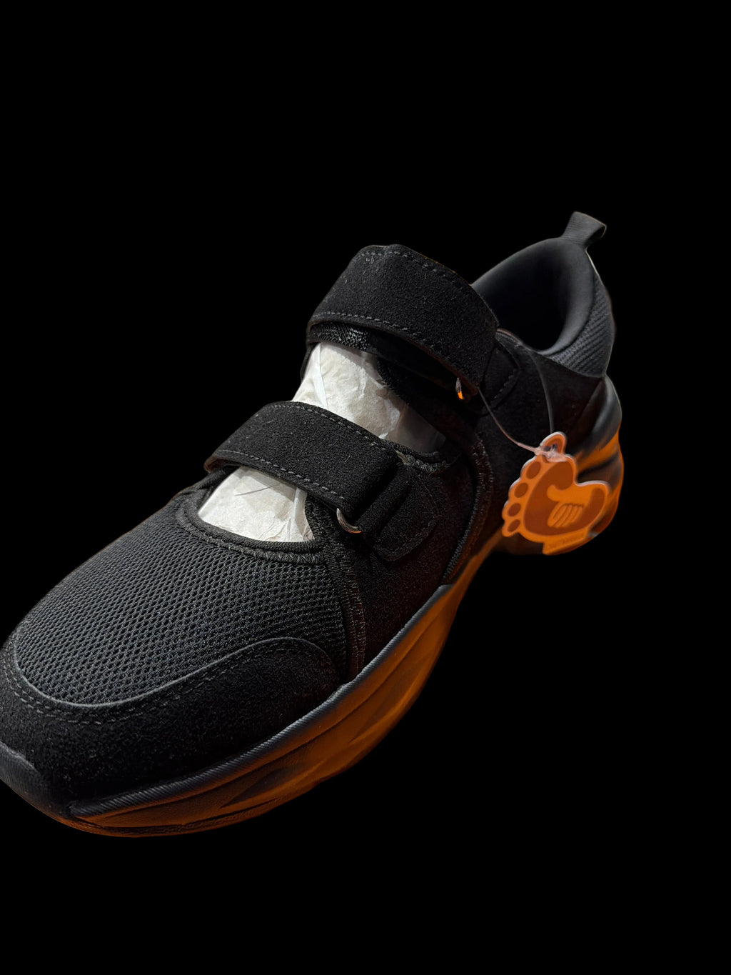 Women’s Black Dual-Strap Chunky Comfort Sneakers