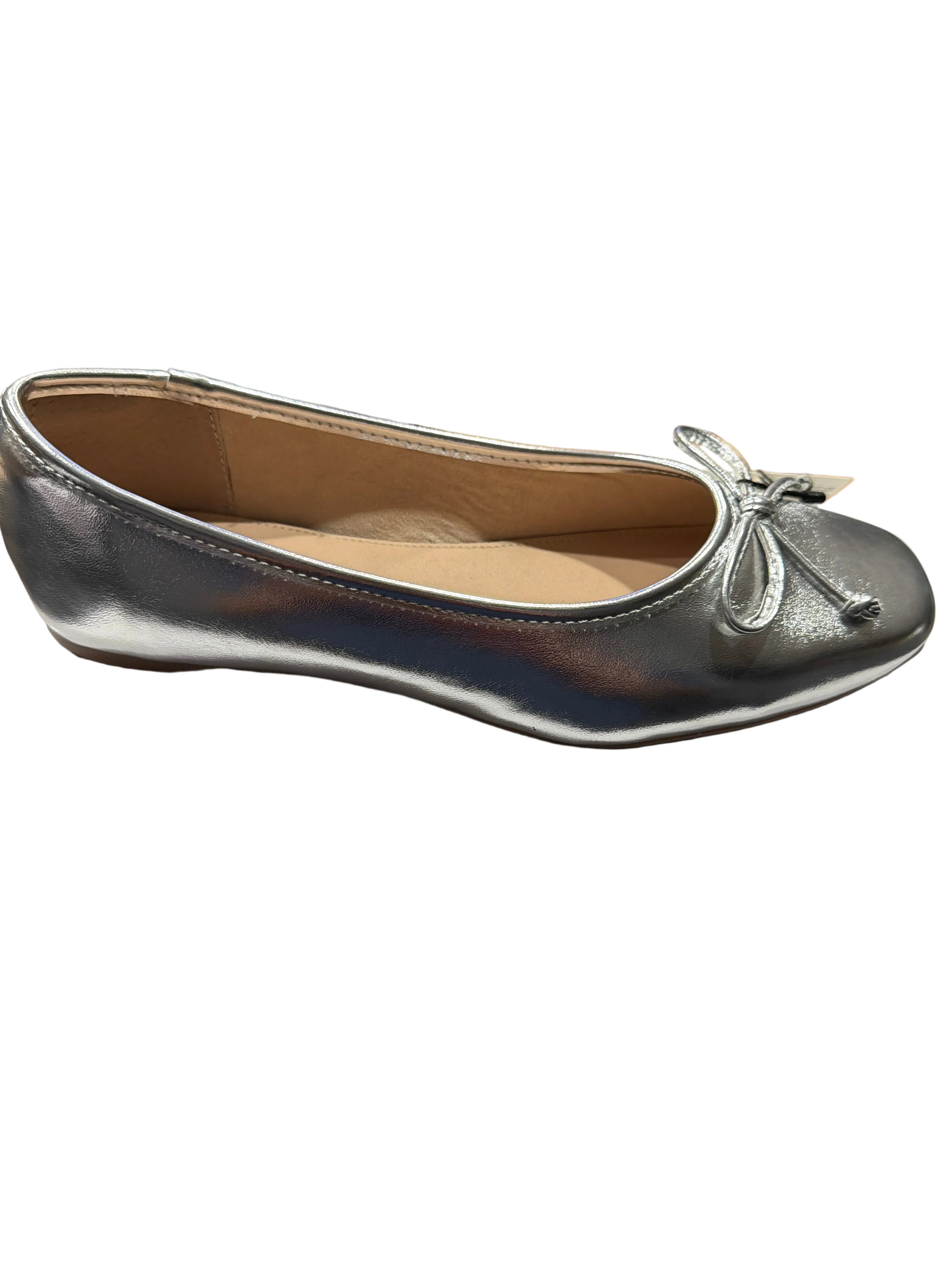 The Drop Women’s Metallic Silver Bow Ballet Flats