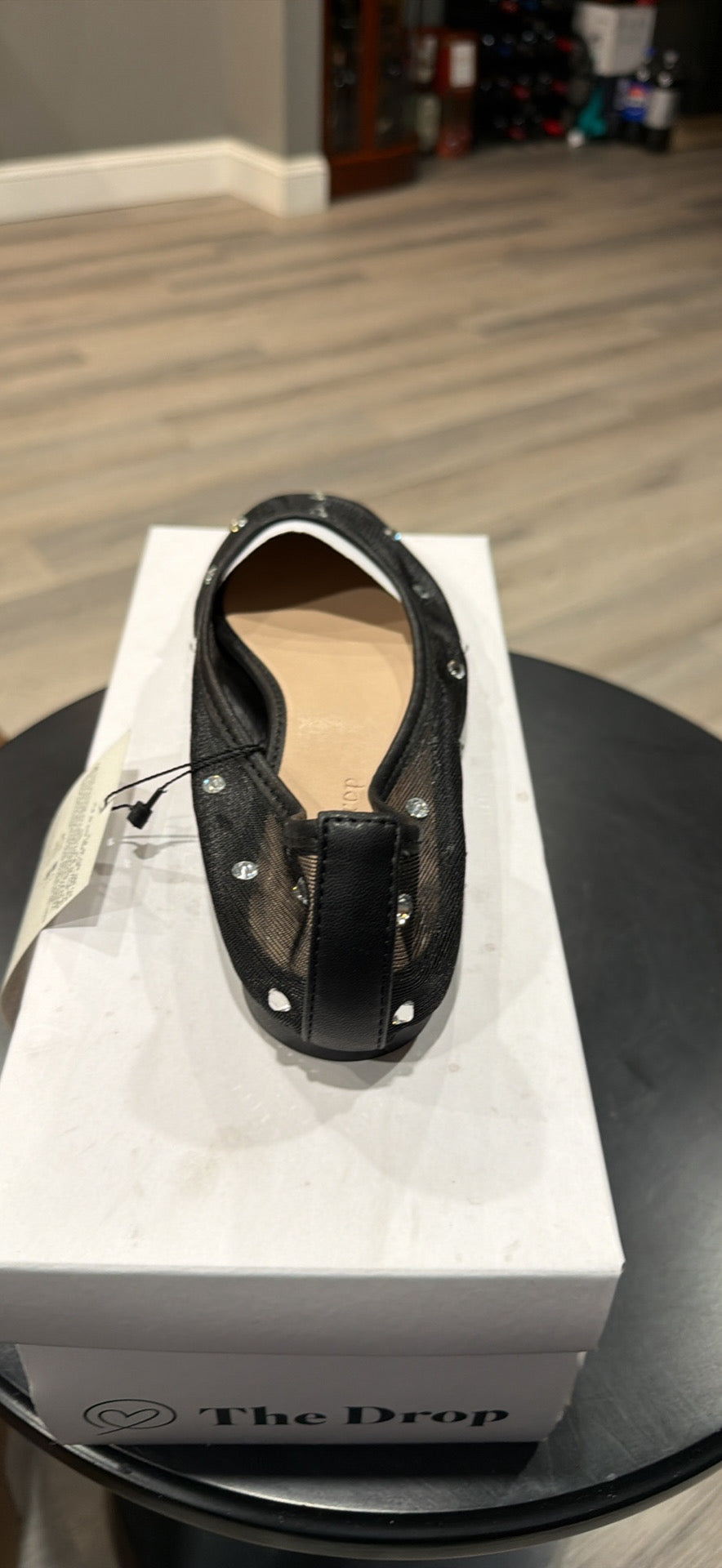 The Drop Women’s Black Mesh Rhinestone Ballet Flats – New