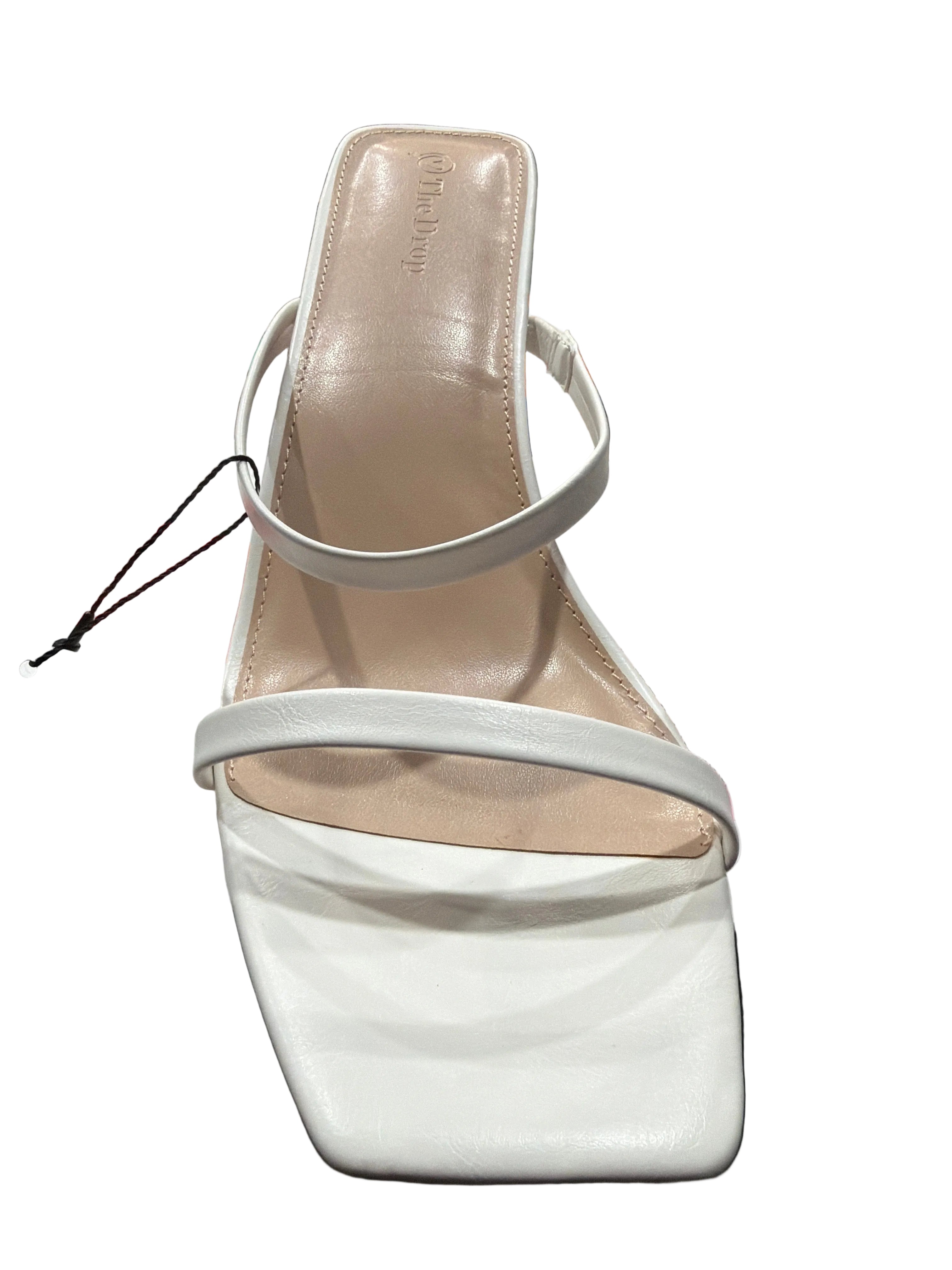 The Drop Women’s White Double-Strap Block-Heel Sandals
