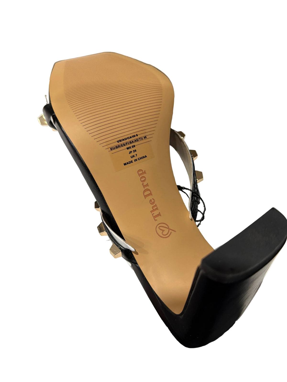 The Drop Women’s Black & White Studded High-Heel Sandals – Size 9