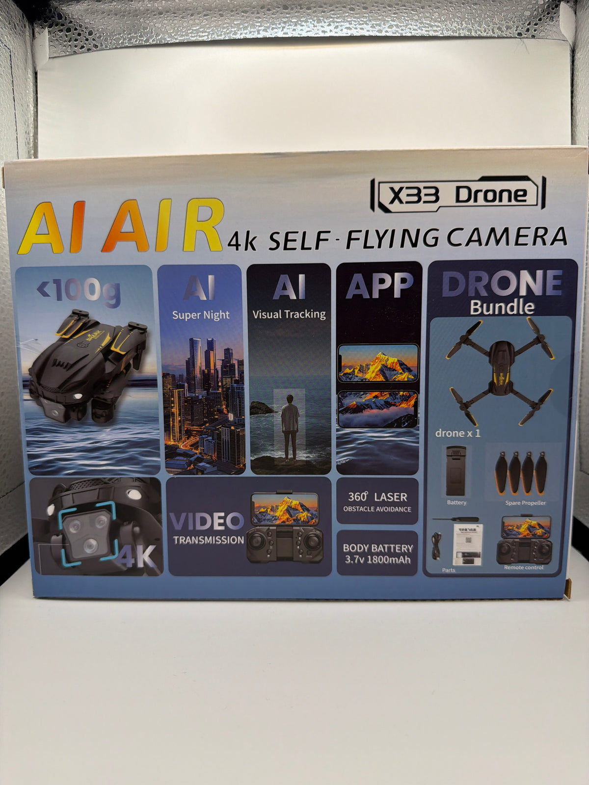 X33 AI Air 4K Dual Camera Foldable Drone with Gesture Control