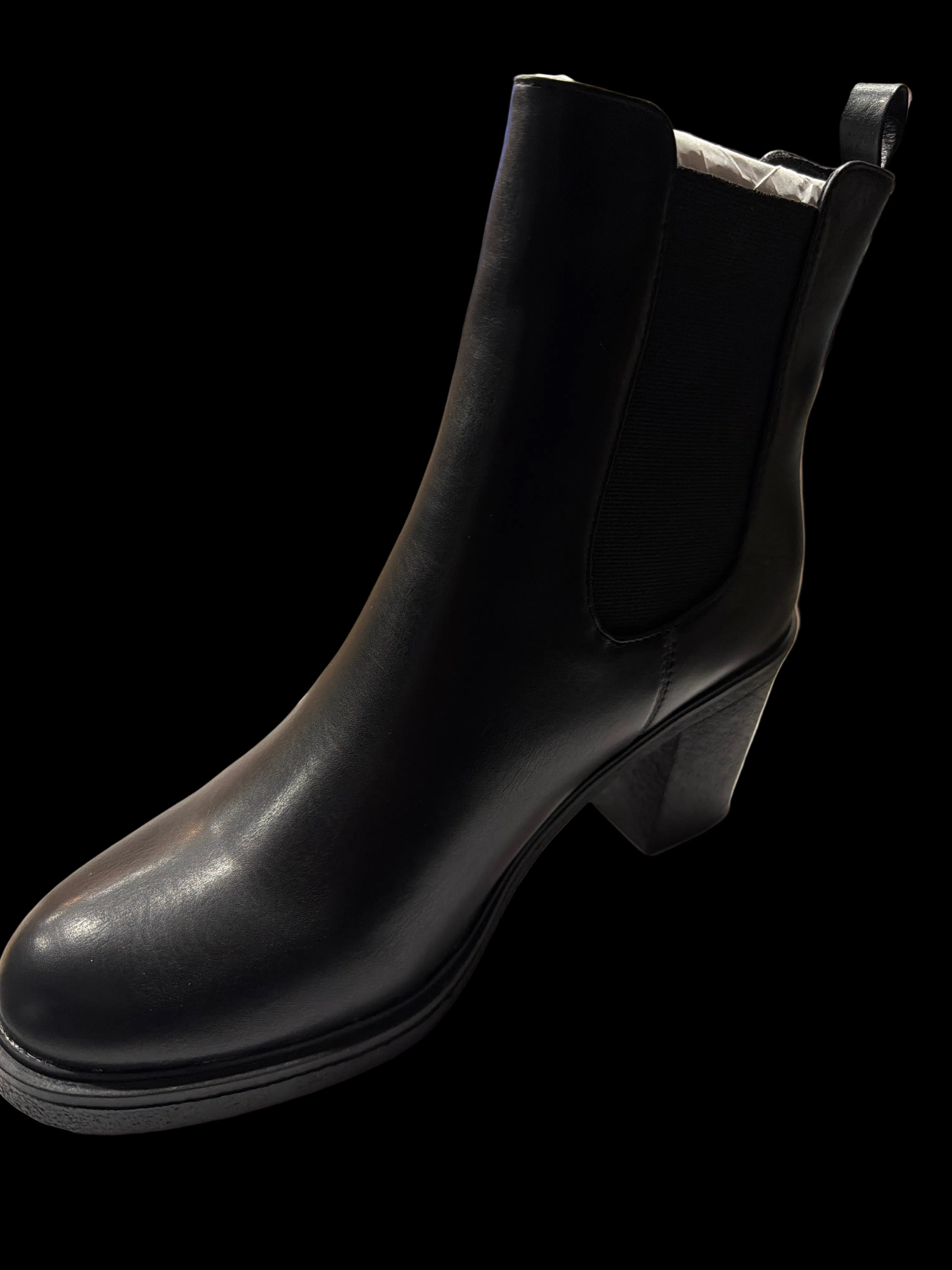 Women’s Black Block-Heel Chelsea Ankle Boots