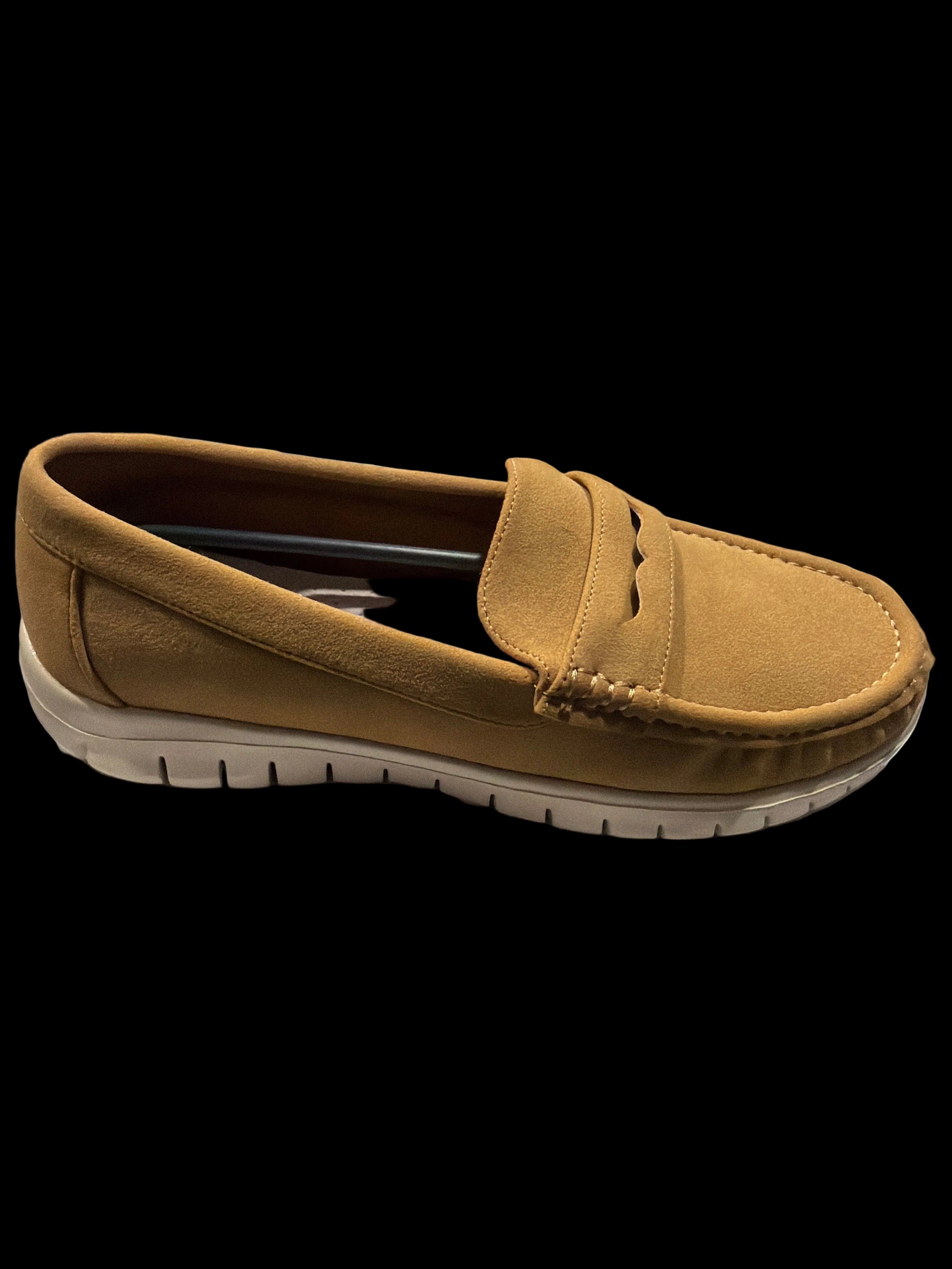 Women’s Tan Suede-Look Comfort Penny Loafers