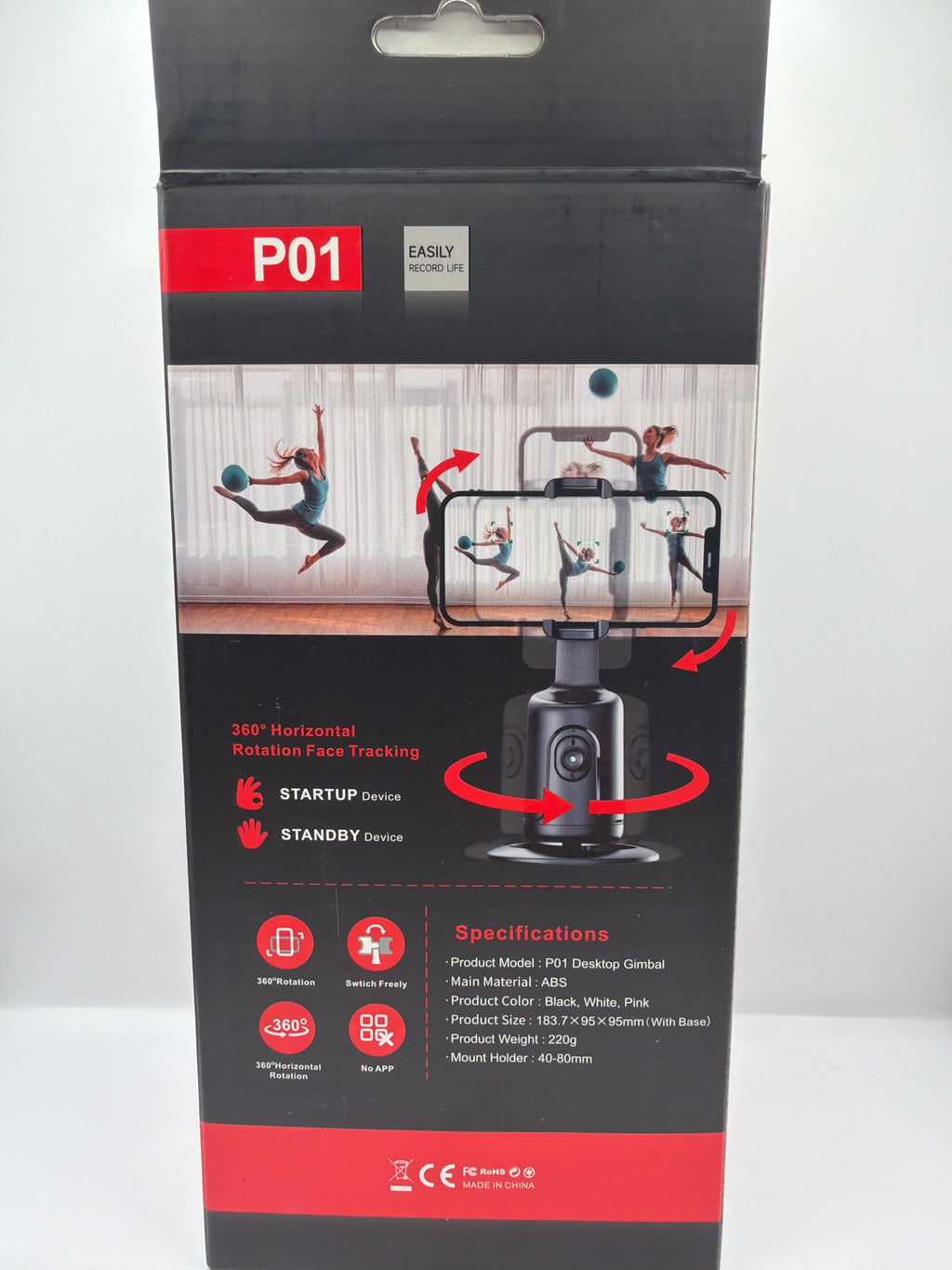 P01 360° Auto Face Tracking Selfie Stick Tripod with Gesture Control