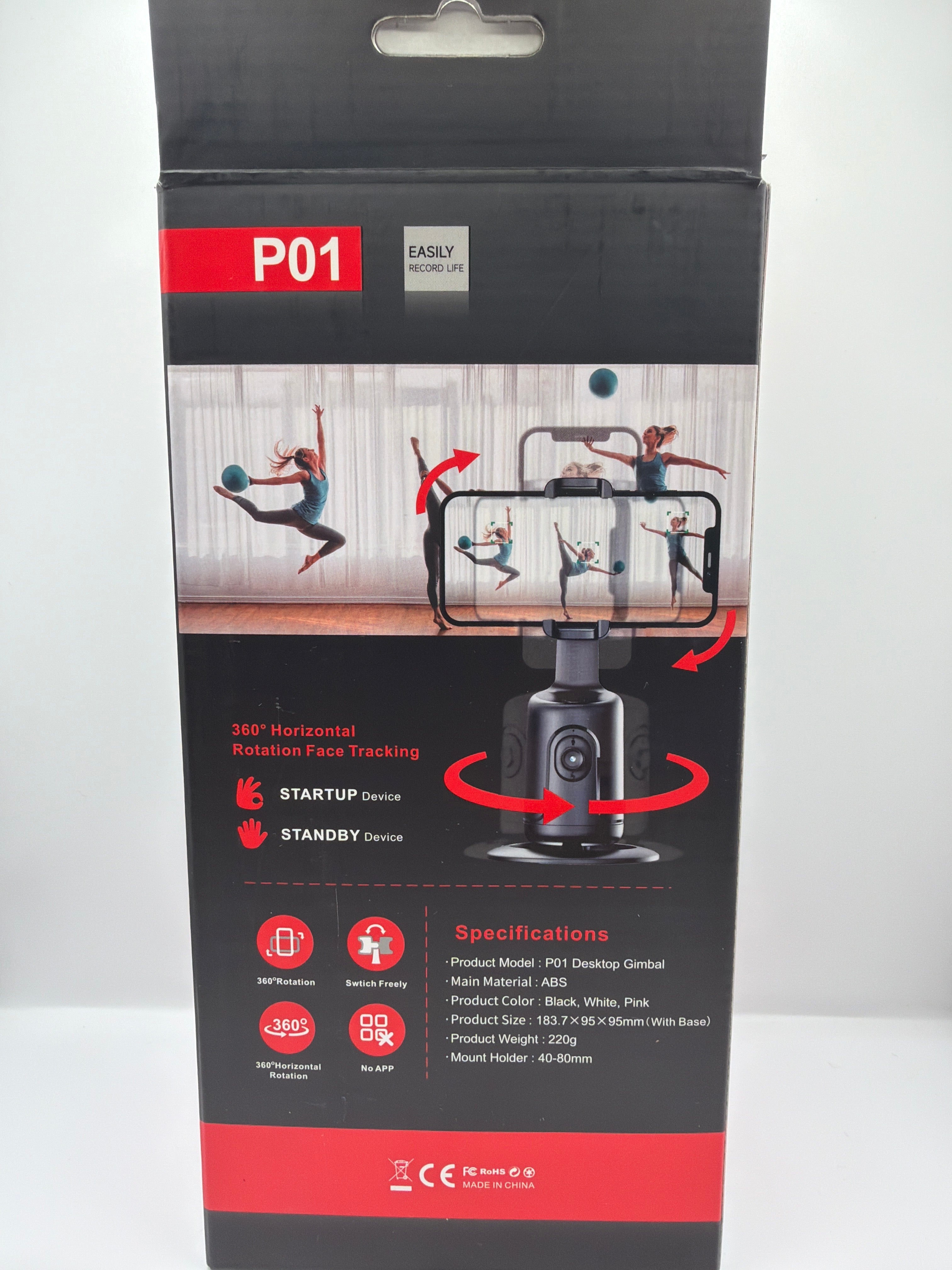 P01 360° Auto Face Tracking Selfie Stick Tripod with Gesture Control