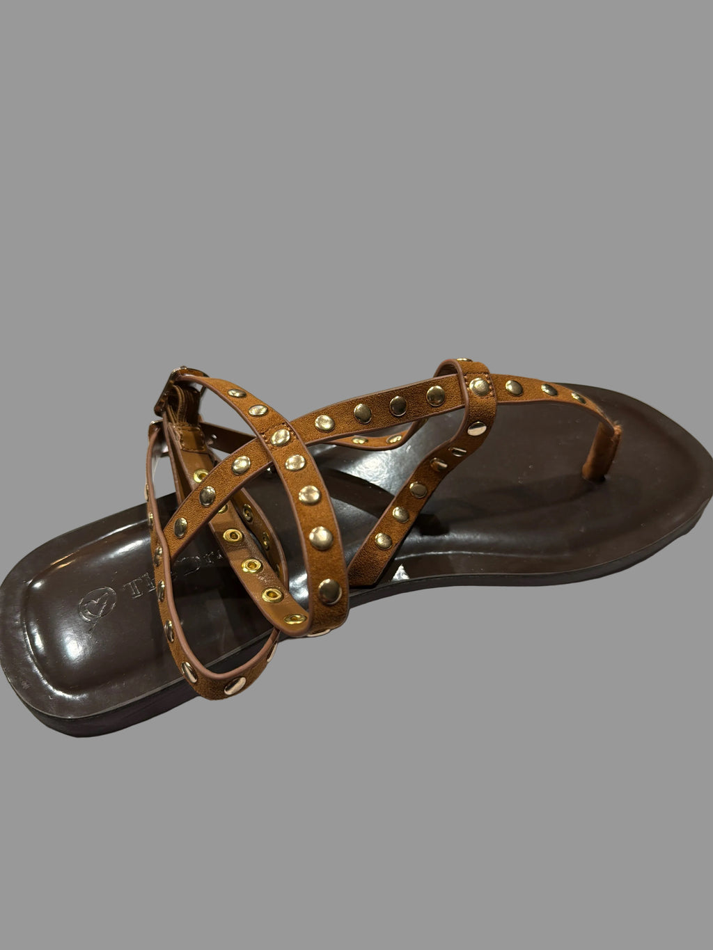 Women’s Brown Studded Gladiator Thong Sandals