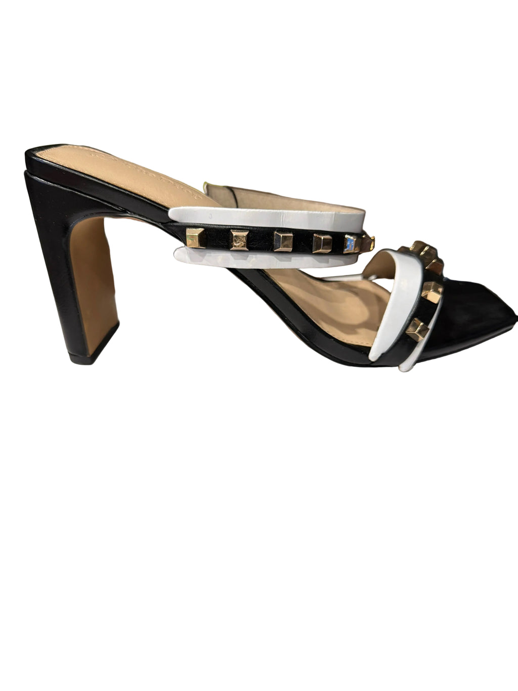 The Drop Women’s Black & White Studded High-Heel Sandals – Size 9