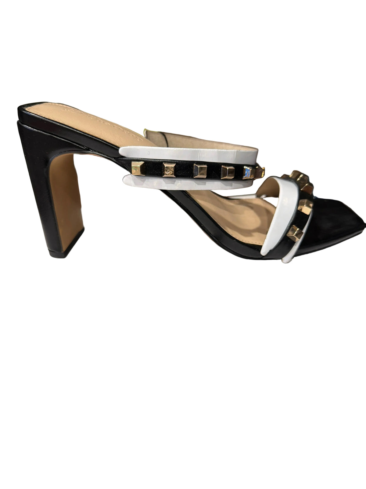 The Drop Women’s Black & White Studded High-Heel Sandals – Size 9
