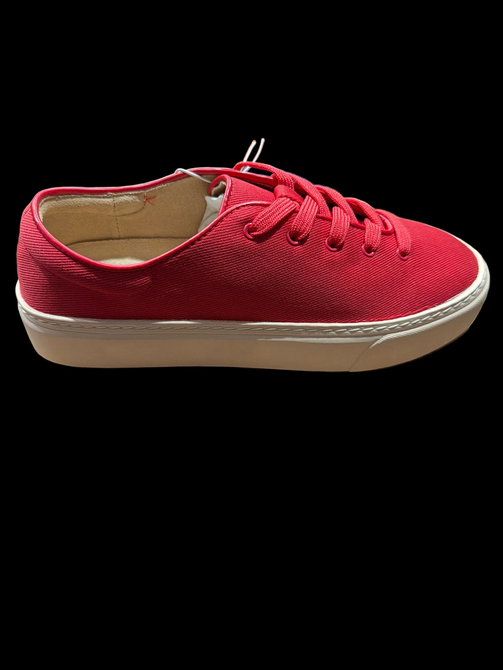 Women’s Red Canvas Lace-Up Platform Sneakers