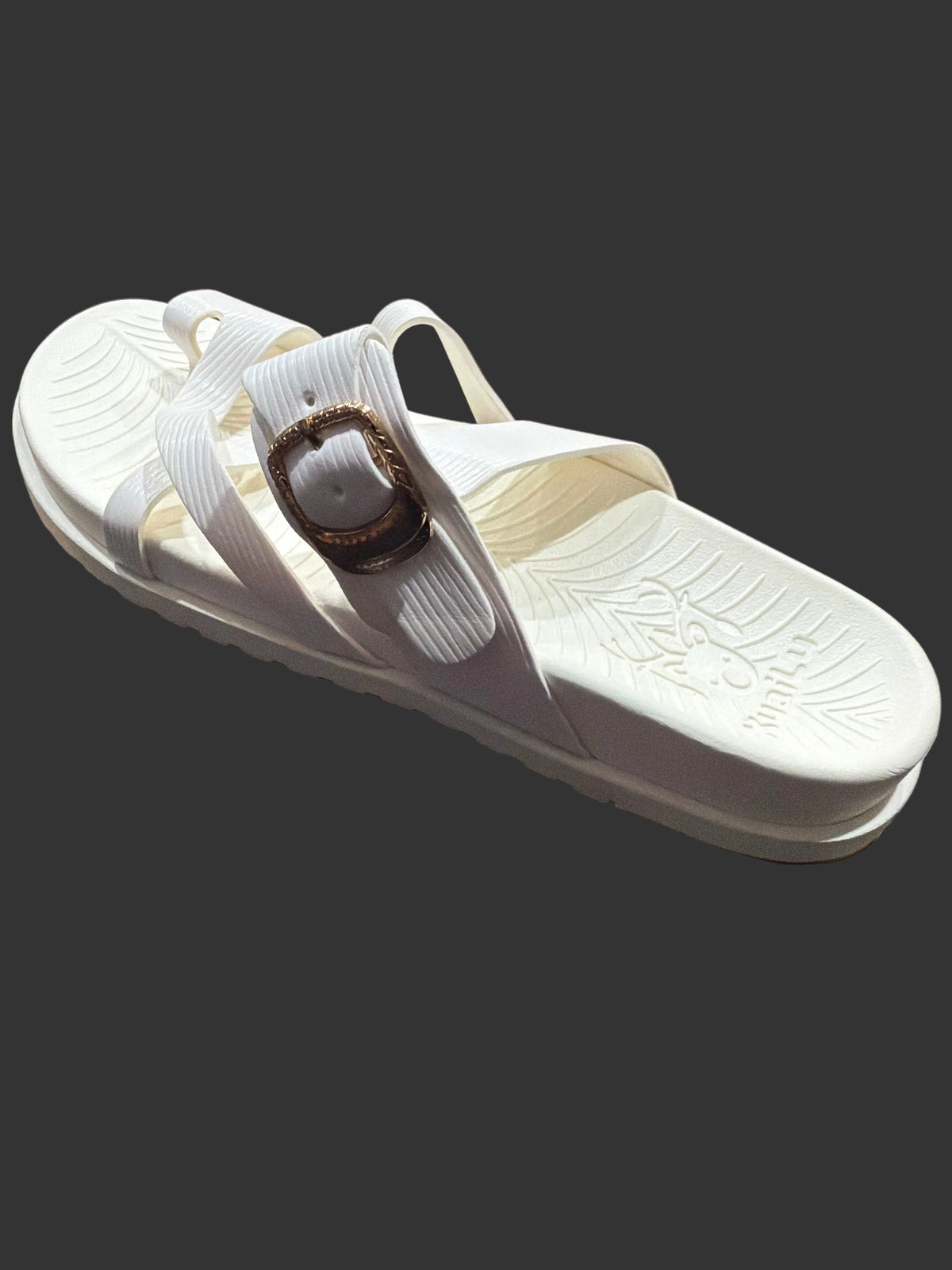 Women’s White Strappy Comfort Slide Sandals