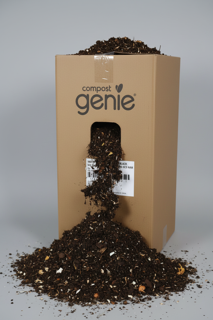 Compost Genie Kitchen Compost Bin – Black – Includes 8 Bags & 4 Carbon Filters