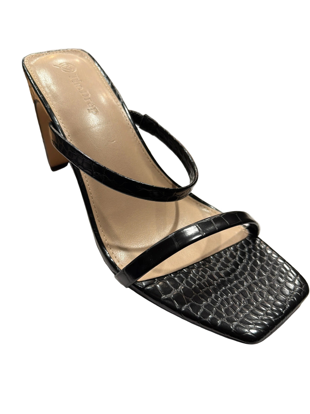 The Drop Women’s Black Croc-Embossed Strappy Heel