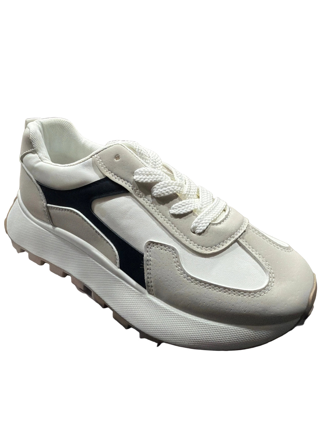 Women’s White Gray & Black Chunky Platform Sneakers