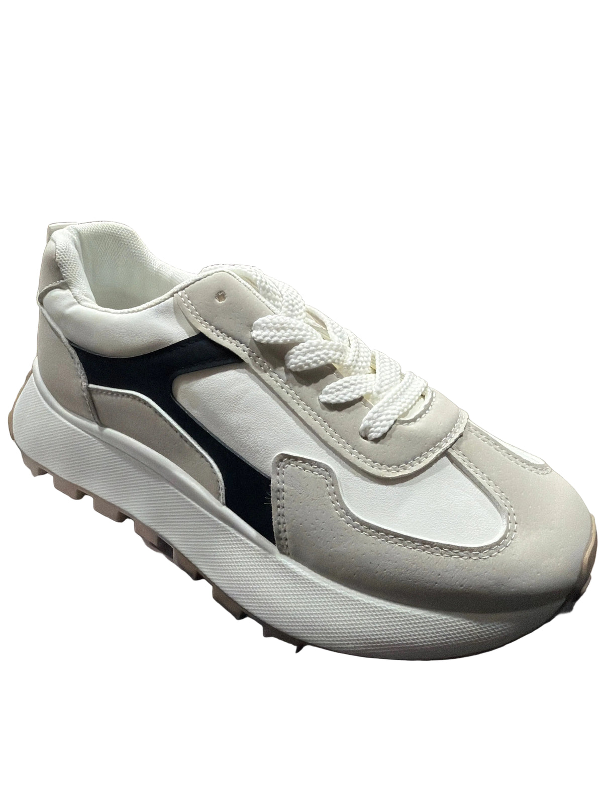 Women’s White Gray & Black Chunky Platform Sneakers