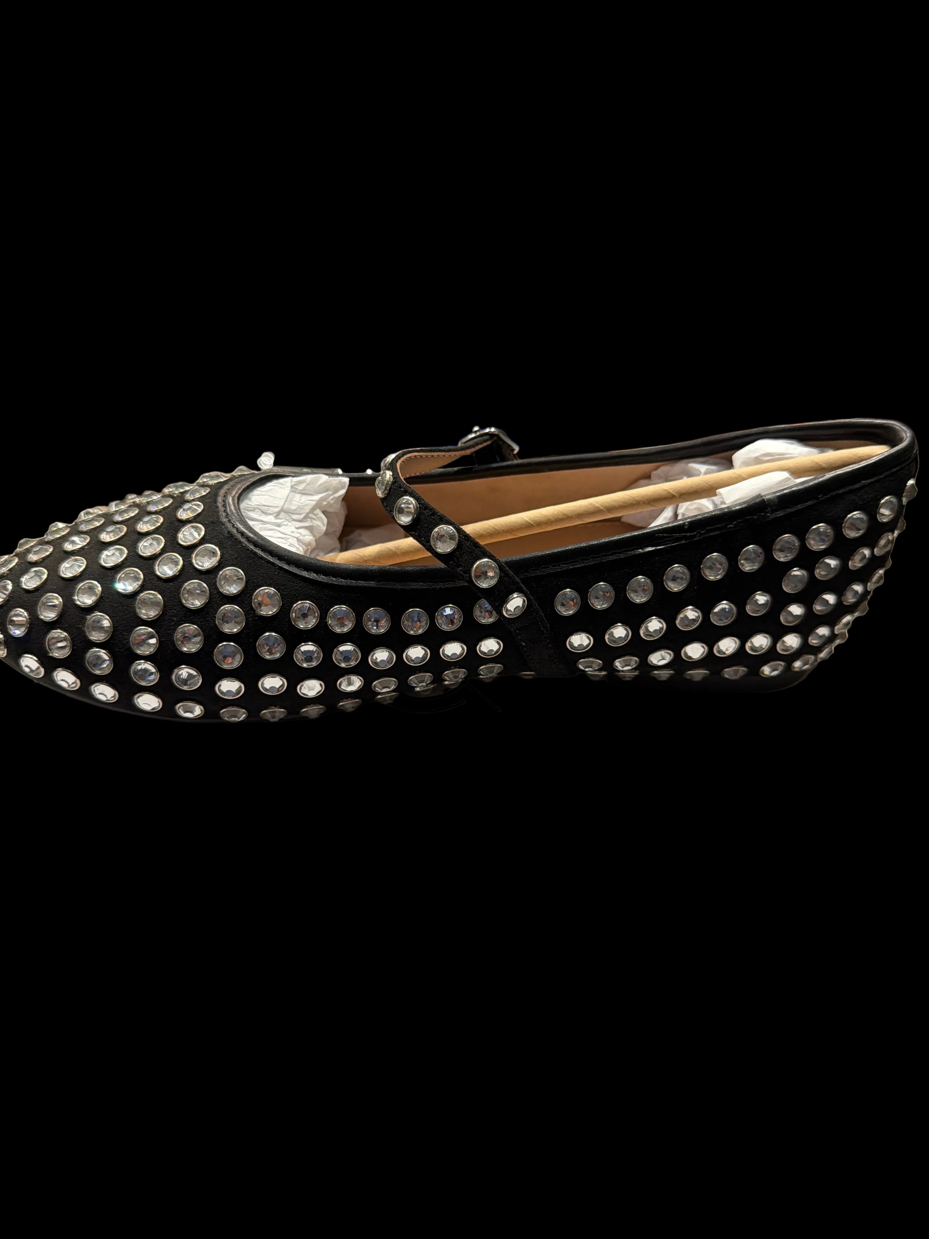 Women’s Black Rhinestone Mary Jane Ballet Flats