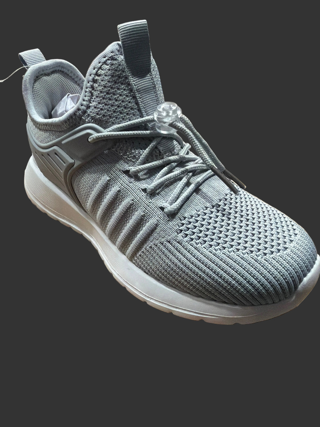 Women’s Gray Knit Adjustable Bungee-Lace Sneakers