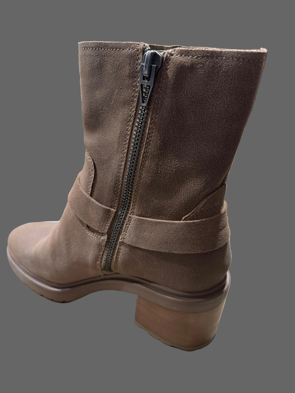 Bella Vita Women’s Taupe Suede Harness Ankle Boot