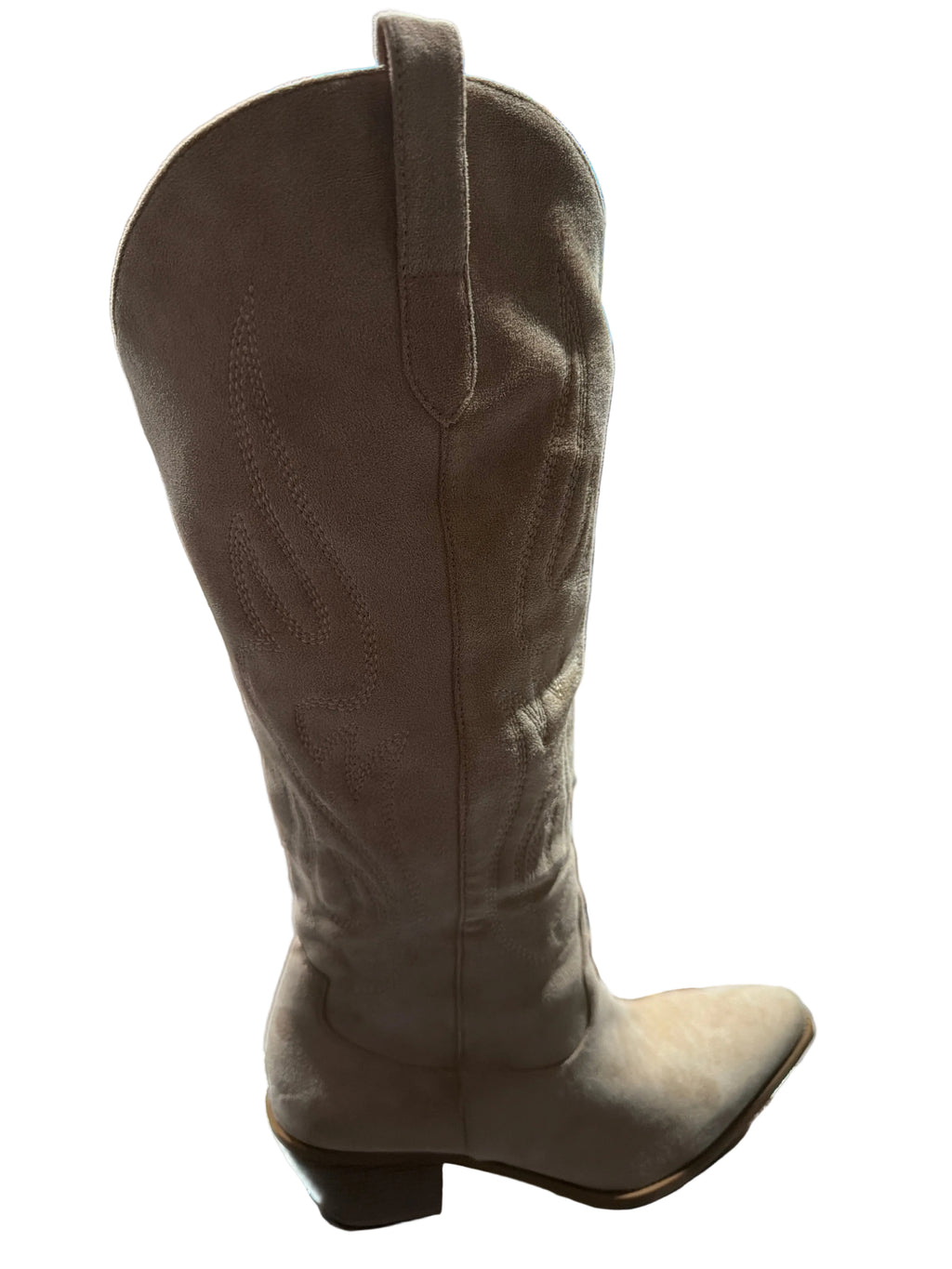 Women’s Taupe Suede-Look Tall Western Cowboy Boot