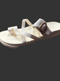 Women’s White Strappy Comfort Slide Sandals