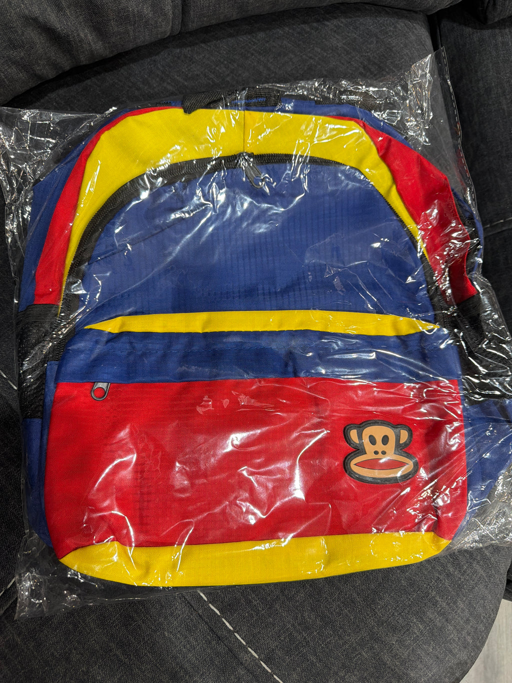 Kids Color Block Monkey Backpack – Red, Blue & Yellow