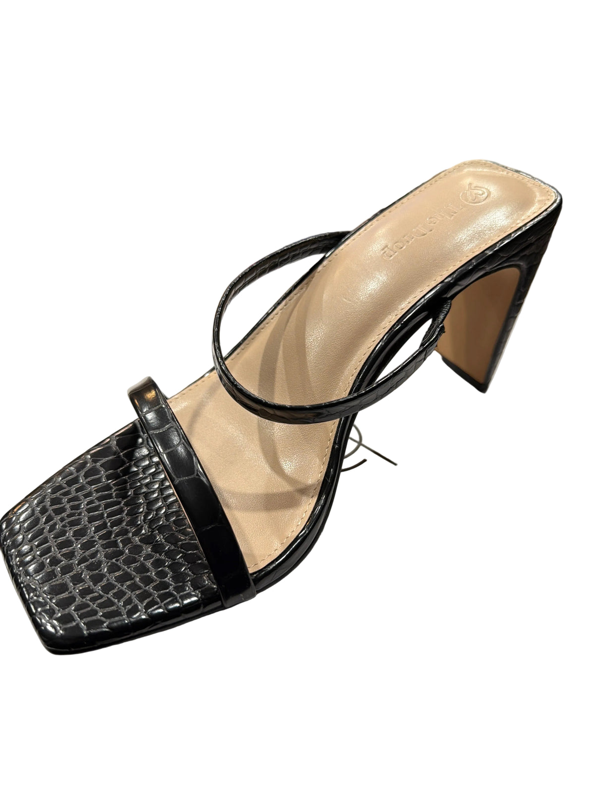 The Drop Women’s Black Croc-Embossed Strappy Heel